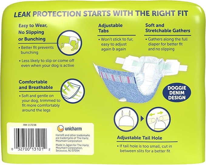 New! Hartz® Comfitables® Disposable Dog Diapers, Size Small 12 Count, Comfortable & Secure Fit, Easy to Put On, Super Absorbent Male and Female Diaper