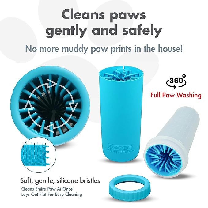Dexas MudBuster Portable Dog Paw Cleaner, Large, Blue (PW720312)