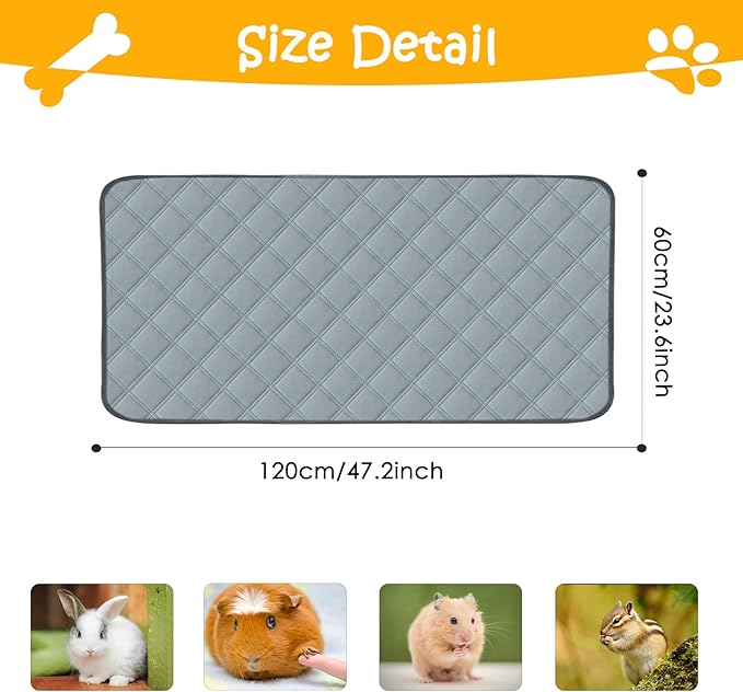 2 Pack Guinea Pig Cage Liners Washable Guinea Pig Bedding Waterproof | Super Absorbent | Non Slip | Reusable Guinea Pig Pee Pads for Small Animals Rabbit Hamster Rat - for Midwest 48" x 24"