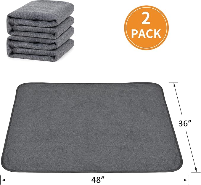Washable Dog Pee Pads 36x48 2Pack Reusable Whelping Pads, Absorb Dog Mats Non-Slip Puppy Training Pads for Whelping, Potty, Training, Playpen, Crate