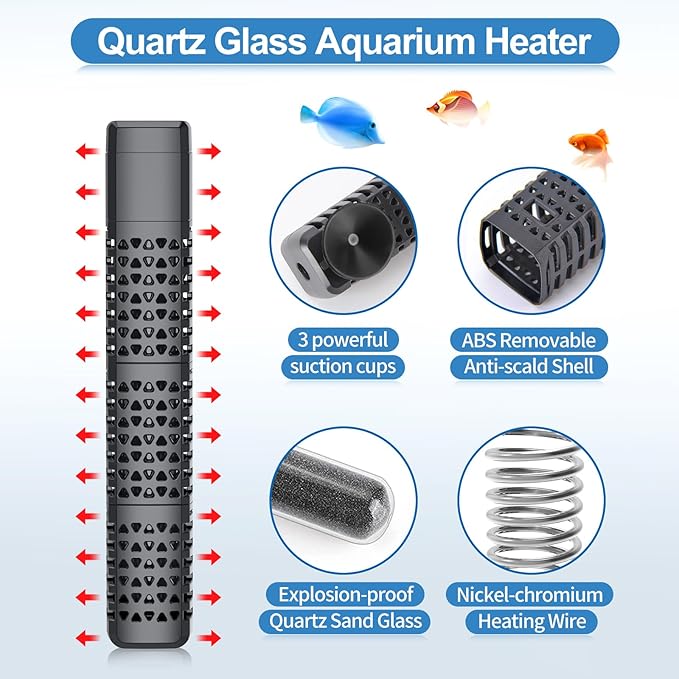 HiTauing Aquarium Heater, Upgraded 200W Fish Tank Heater with Intelligent Leaving Water Automatically Stop Heating and Advanced Temperature Control System, Suitable for Saltwater and Freshwater