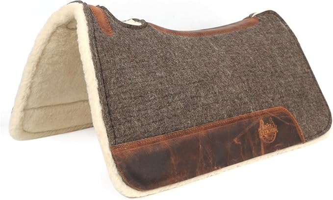 BLACK HOOF Steam Pressed Merino Wool Felt Contoured Pad with Heavy Saddle Grade 100% Woolen Fleece Bottom 1 Inch Thick
