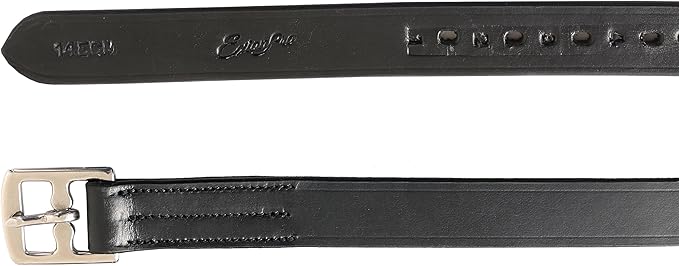 Exion Pre-Stretched Leather Stirrup Leathers for English Saddles | Premium Vegetable-Tanned Non-Stretch Stirrups for Jumping, Dressage & Schooling | 18-Hole Numbered Adjustment & SS Buckles