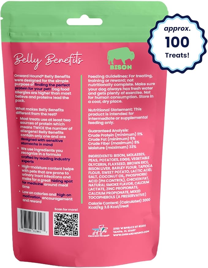 Training Treats for Dogs - Soft Bison - Low Calorie Dog Training Treats for Sensitive Stomachs with Single Source Premium Protein, Corn Free, & Soy Free Formula - 4 oz