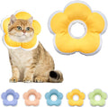 Cat Cone Collar Soft, Waterproof Cats Cones to Stop Licking After Surgery, Adjustable Soft Elizabeth Cats Collars for Wound Healing, Flower Shape Cat Recovery Collar (Yellow, Small)