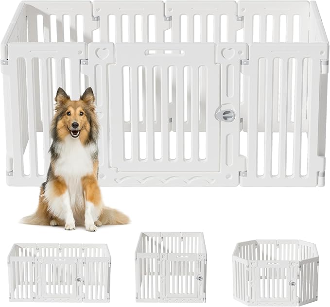 Dog Playpen with Door, DIY Shape Combination Puppy Pen,25.5" H 10-Panel Dog Fence,Non-Slip & Secure Pet Gate, Easy to Assemble