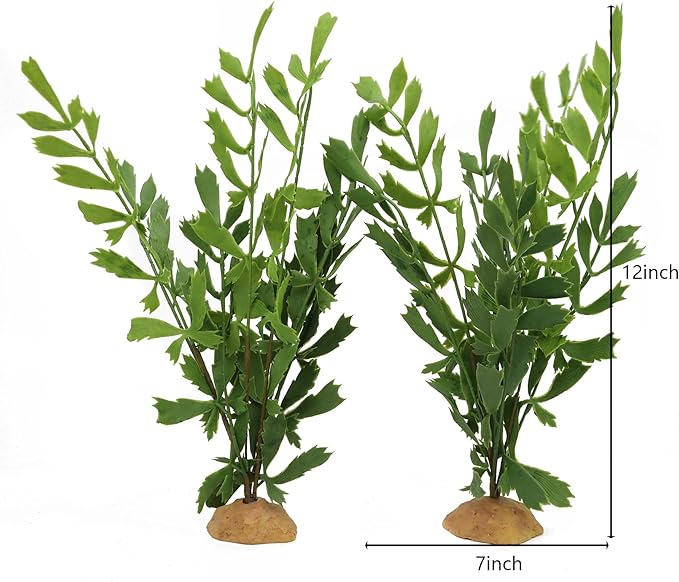 JIHAQUA Lifelike Reptile Tank Plant Decor - Realistic Artificial Plastic Plant for Terrariums and Pet Enclosures (Style D 2 Pack)