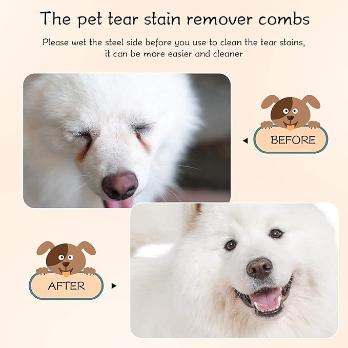 Mudder 6 Pieces Dog Grooming Comb - Double-Sided, Multipurpose Tool for Removing Tear Stains, Crust, Mucus, and Fleas from Small Pets Like Cats and Puppies