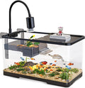 (Tank + Light + Filter + Filter Balls) Turtle Tank Kit, Turtle Tank Starter Kit,Bottom Drainage, Multi-Function Areas for Turtles, Crabs,Fishes, Amphibians,Reptiles. (15.75 x 8.64 x 8.64 Inch)