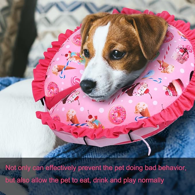 CuteBone Inflatable Dog Collar Alternative for Large Dogs After Surgery-Double Adjustable Neck Range P23SO00102XL
