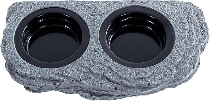 Wacool Magnetic Gecko Ledge - Double Bowl Reptile Feeding Tray with 6 Feeding Cups for Geckos, Lizards, Chameleons and Reptile Pets