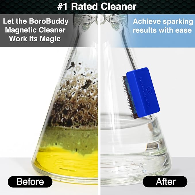 SnowTree - BoroBuddy Mini Magnetic Glass Cleaner for Glass Pieces, Bottles, Vases & More - Smaller Design for Tighter Spaces & Smaller Glass Pieces - Easy to Use Double Sided Glass Cleaner (Blue Gift