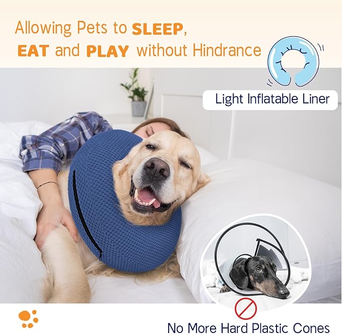 Supet Inflatable Dog Cone Collar for Dogs to Stop Licking, Dog Donut Collar After Surgery, Soft Pet Cone for Small Medium Large Dogs