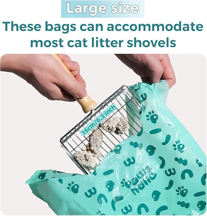 Cat Litter Bags Biodegradable 100% Leak-Proof Cat Poop Bags with Handle, 360 Counts, Cornstarch Based Extra Thick, Easy Tie Pet Waste Pick Up Bag (Lavender Scented)