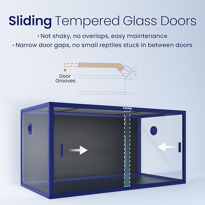120 Gallon Bearded Dragon Tank,48" x 24" x 24" Reptile Tank with Sliding Door Top Screen Ventilation, Front Opening Reptile Enclosure for Easy Maintenance