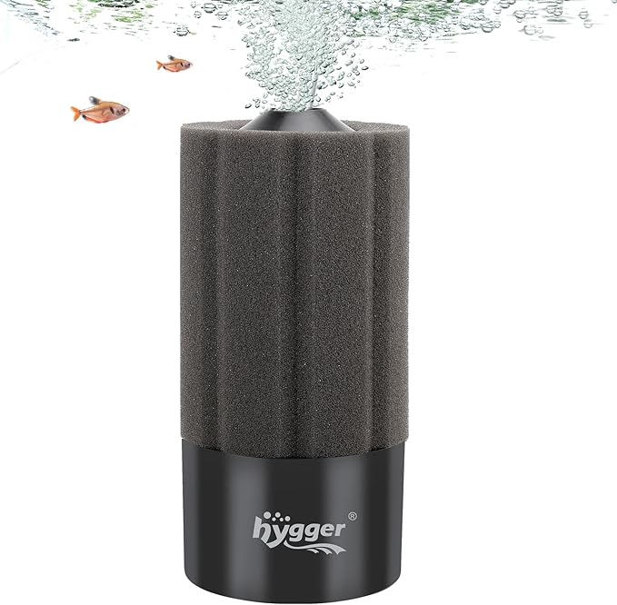 hygger Aquarium Sponge Filter 20-55 Gallon Fish Tank Filter for Breeding Fry Shrimp Snails Betta Air-Powered Filter with Reusable Biochemical Ball Spare Sponge Foam Filter