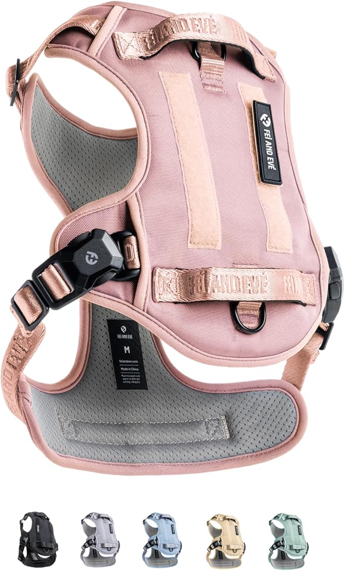 2025 New Edition, Fei & Eve MagEase Dog Harness - 3-Second Magnetic Buckles | 3-Point No-Pull Control | Heavy-Duty 900D Nylon | Dual Safety Handles | Breathable Mesh | Adjustable Fit | Medium, Pink
