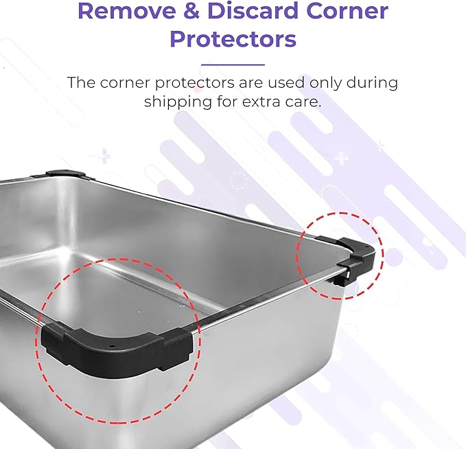 iPrimio Stainless Steel Litter Box - Cat Litter Box Enclosure with Enclosed Sides for Odor Control - Durable, Rust-Resistant Metal - Easy Clean Design, Applicable for Large Cats - 2 Pack
