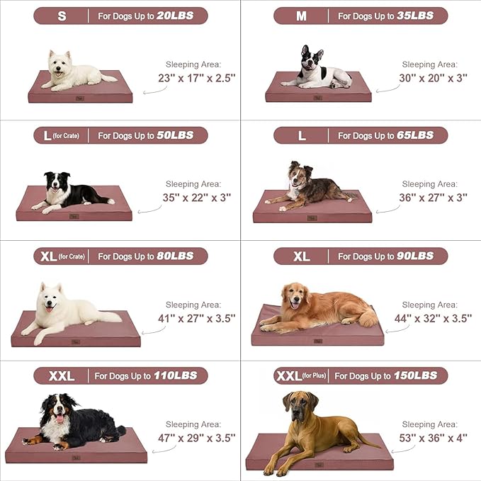 Outdoor Extra Large Dog Bed for Big Dogs, Waterproof Dog Bed for Large Dogs, Egg Crate Foam XL Pet Bed with Removable Washable Oxford Cooling Cover, Pink