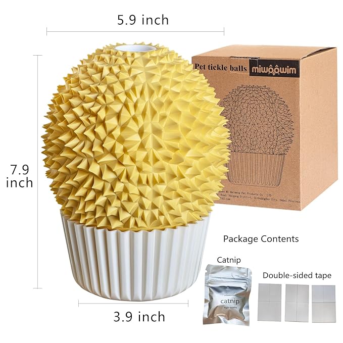 Catnip Feeder and Self Grooming Toys - Cat Face Scratcher, Wall Corner Massage Comb for Indoor Cats (yellow)