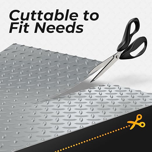 7.8 x 18 FT Garage Floor Mats for Under Car, 2.8mm Thickened Rubber Garage Flooring Roll, M Size 140.4 SQFT Garage Car Mat for Mid-Size SUVs, Sports Car, Light Grey