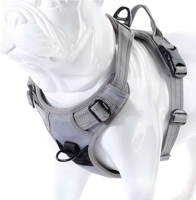 Truelove No Pull Dog Harness with Easy Control Handle and 2 Leash Attachments,Reflective Adjustable Pet Vest