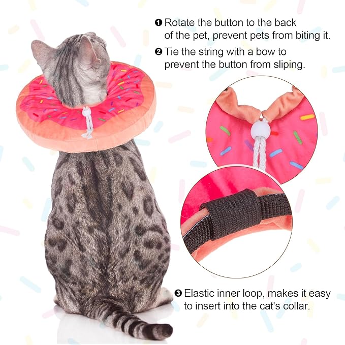 BEAUTYZOO Cat Cone Collars Soft, Cat Recovery E Collars After Surgery to Stop Licking, Adjustable Elizabeth Circle Collar Cute Pet Donut Pillow for Cats Kitten Small Dogs, Pink M
