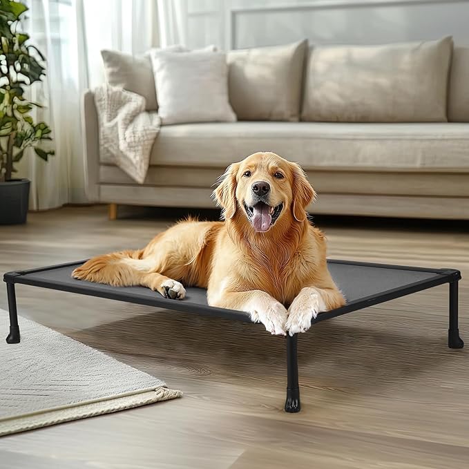 Veehoo Chew Proof Dog Bed, Non-Chewable Cot for Large Dogs, Anti-Scratch Durable Hammock Raised Place for Training Platform, Outdoor Cooling Off Ground, CWC2420ACP
