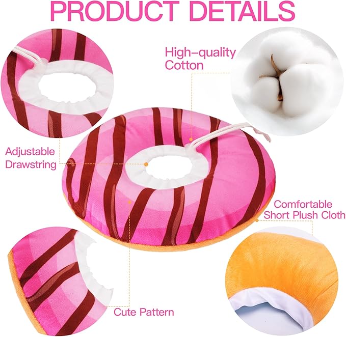 Cat Cone Collar Soft, Cute Cat Donut Collar After Surgery, Adjustable Kitten Recovery Cones to Stop Licking, Lightweight Neck Elizabethan Collars for Cats Kittens (Chocolate Pink, Medium)