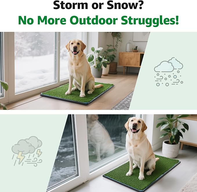 Dog Grass pad with Tray,41”x 26.8” Indoor Dog Potty with 2 Packs Replacement Artificial Fake Grass-5 Packs Disposable Puppy Pads,for Puppy Training Apartment, Outdoor Use