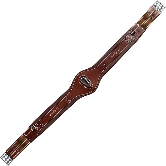 Exion Designer Anatomic Snap Over Lay Girth | Comfortable Leather Horse Girth for English Saddles | Jumping & Riding