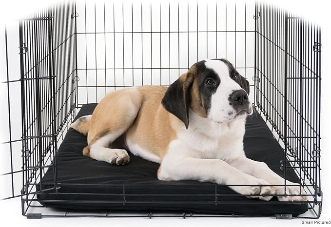 K9 Ballistics Tough Ripstop Orthopedic Dog Crate Bed - Durable Pad with Washable Cover, for Wire Crates, Tie-Downs Included, Size: X-Large 47"x29", Obsidian Black
