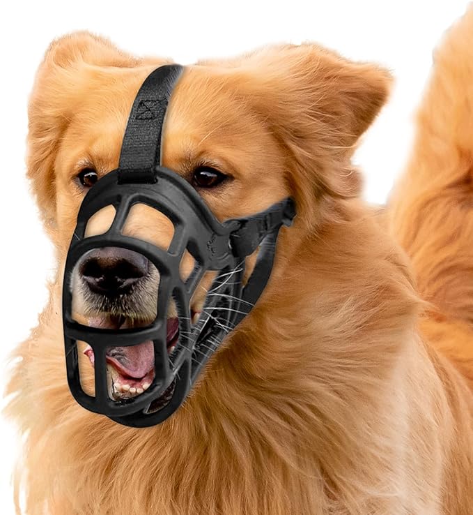 Dog Muzzle – Lightweight Breathable Basket Muzzle, Anti-Biting & Chewing, Adjustable Fit for Small, Medium & Large Dogs(Size 4)