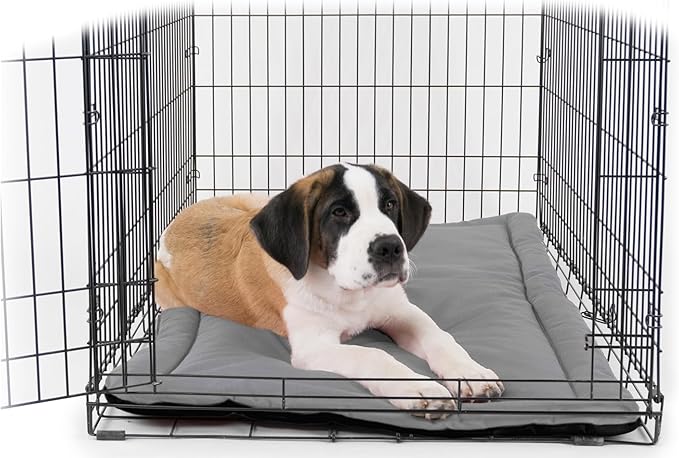 K9 Ballistics Tough Ripstop Dog Crate Pad - Durable & Machine Washable with Non-Skid Bottom and 120-Day Warranty, Fits 36" Wire Crates - Medium, Light Gray Velvet