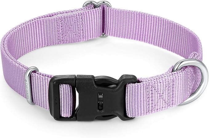 Mikivery Nylon Dog Collar with Quick Release Buckle Soft Adjustable Sturdy for Small Medium Large Dogs Violet,L
