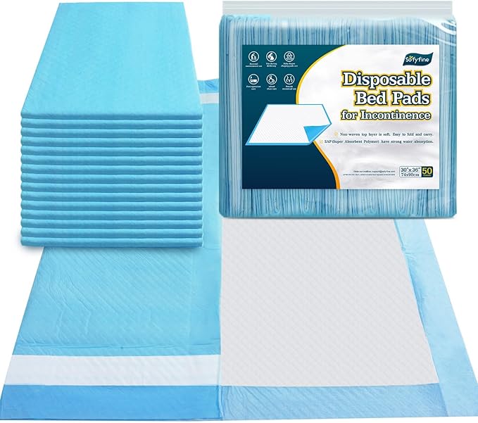100 Count Bed Pads 30"x36" (No Adhesive Strip) Thicken Adults Incontinence Underpads Disposable, Heavy Duty Absorbent Chucks Waterproof, XL Extra Large Puppy Pee Training Pad