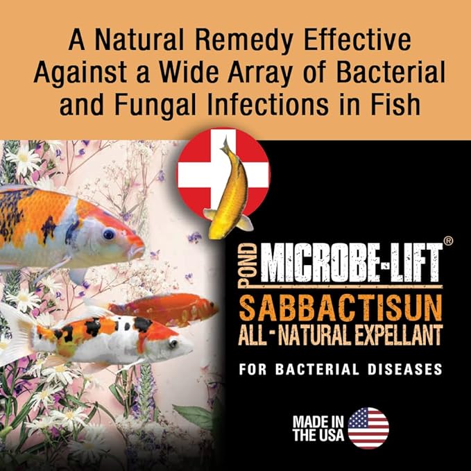 MICROBE-LIFT Sabbactisun Disease Treatment for Ponds and Outdoor Water Gardens, Disease Expellant for Pond Fish, 16 Fl Oz