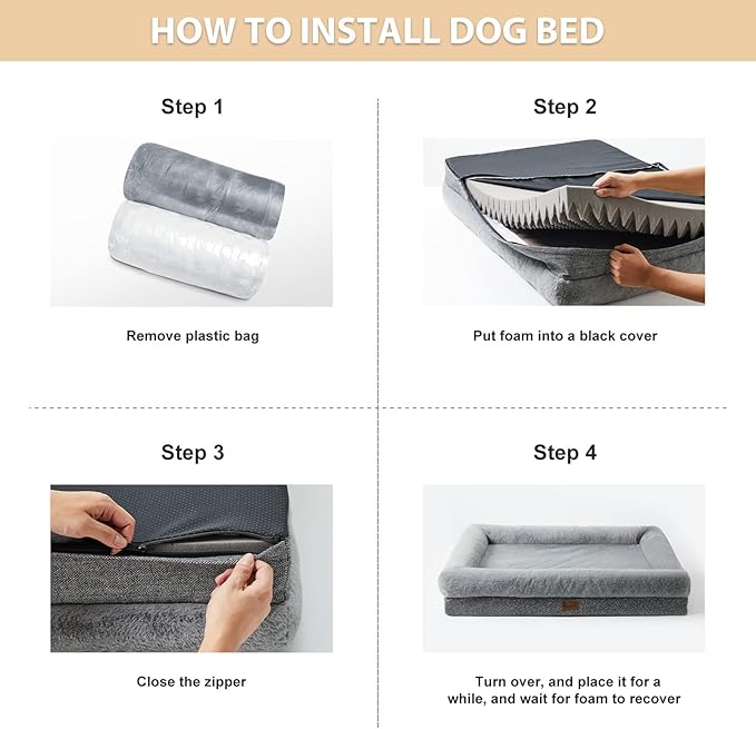 BFPETHOME Dog Beds for Small Dogs, Washable Dog Bed with Sides, Orthopedic Medium Sized Soft Mats with Removable Cover & Waterproof Pet Mat for Pet