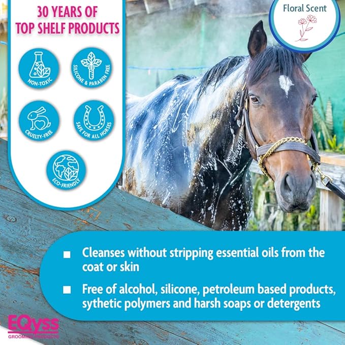 EQyss Micro-Tek Equine Itch Relief Shampoo - Soothes Irritated Skin, Stops Itching, Scratching, Rubbing - for all Horses, Ponies, Mares, Foals (32 oz)