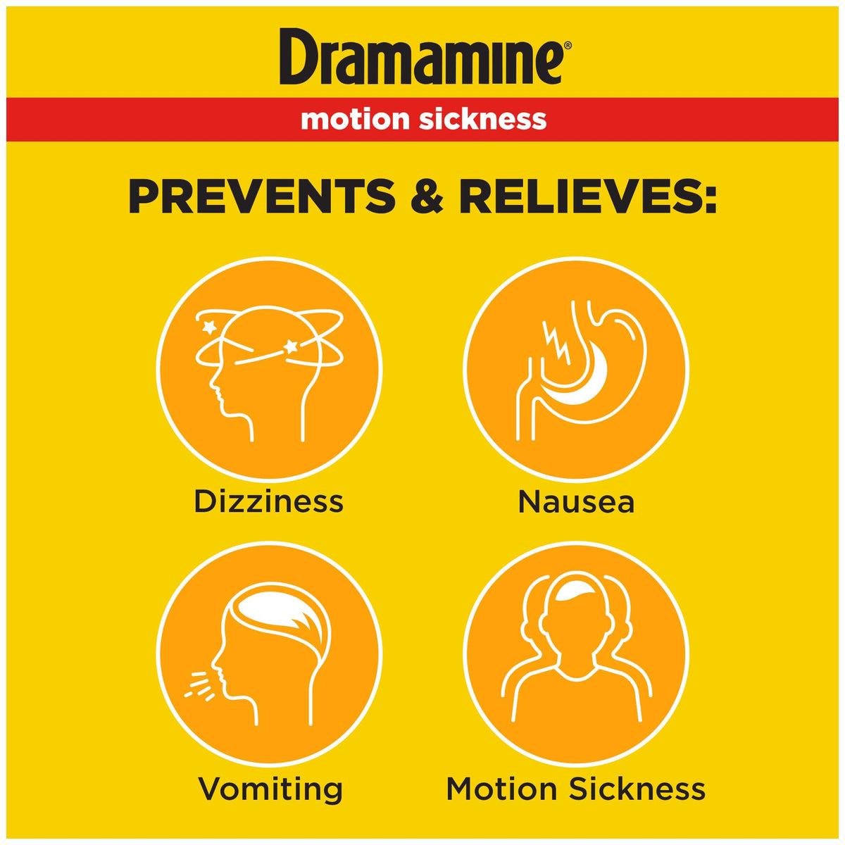 Dramamine Motion Sickness Original, for Nausea Relief During Travel, 36 Count