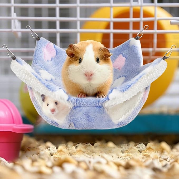 4 Pcs of Rat Hammocks Small Animal Hammock Rat Hanging Bed Guinea Pig Hammock Guinea Pig Accessories for Small Animals Cage Chinchilla Parrot Sugar Glider Ferret Squirrel