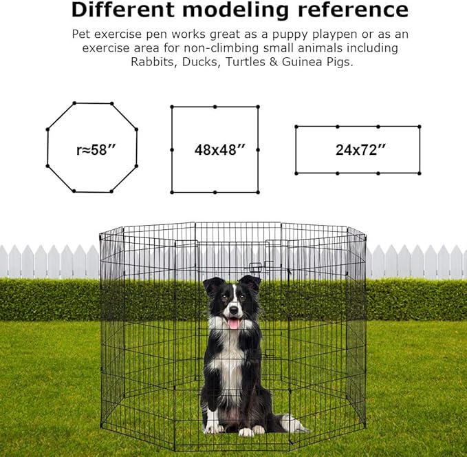 48 Tall Dog Playpen Crate Fence Pet Play Pen Exercise Cage -8 Pane