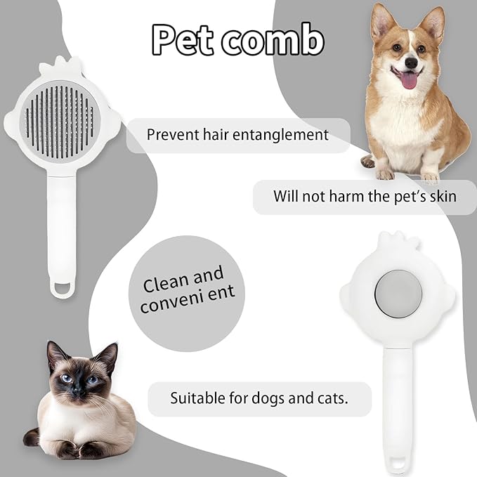Zoocozy Cat Brush for Shedding, Dog Deshedding Brush, Pet Hair Removal Tool for Puppy Pitten(White)