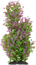 CNZ Aquarium Plastic Plant Decoration w Ceramic Base Medium 14.5-inch, Green Purple