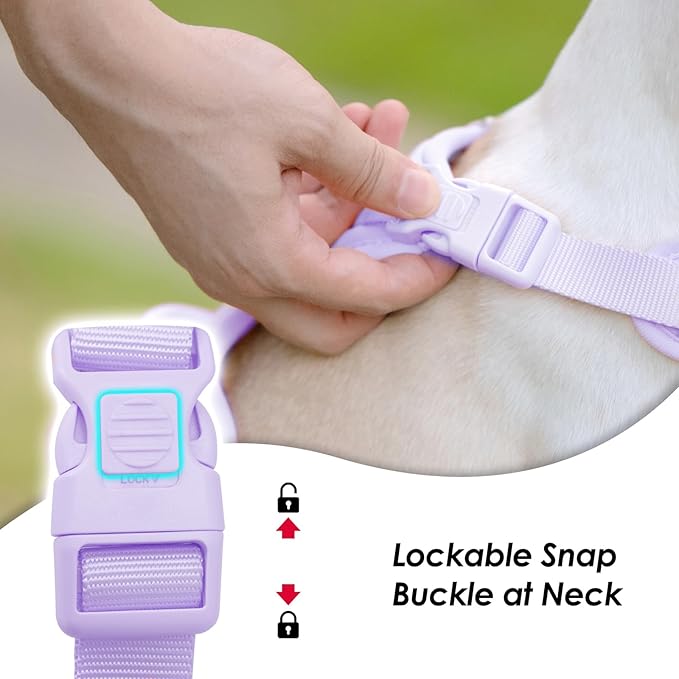 No Pull Dog Harness, Puppy Vest with Front Clip for Small Medium Large Sized Dog(Light Purple,XL)