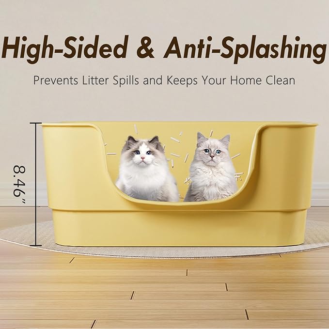 Extra Large Cat Litter Box with High Sides,23.23"×16.34"×8.46",Jumbo Kitty Litter Box with Low Entry,XL Cat Boxes for Indoor Cats,Easy to Clean,Anti-Splashing(Grey)