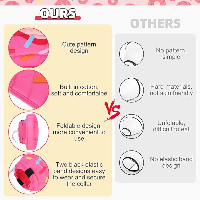KOOLTAIL Cat Cone Collar Soft, Cat Recovery Collar After Surgery, Adjustable Comfortable Lightweight Cat Neck Cone to Stop Licking, Foldable Donut Water Resistant Pet Cone for Small Large Kitten PinkS