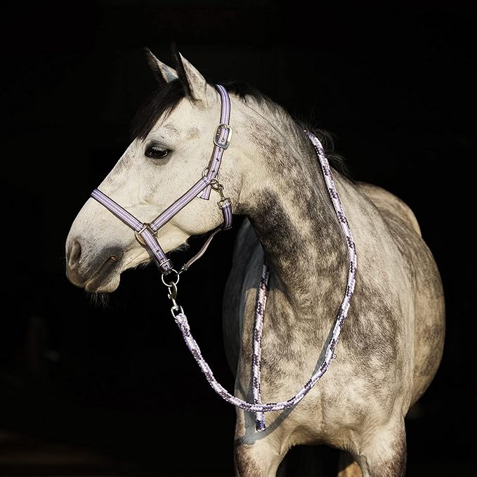 HORZE Adepto Adjustable Horse Halter | Soft, Durable Polyester - Languid Lavender Purple - Warmblood