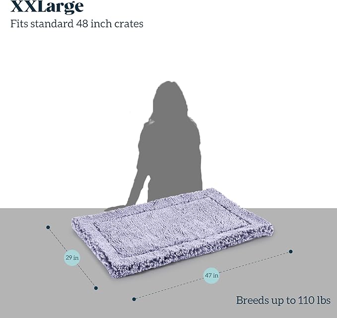 Stoutwool Indestructible Dog Bed - Fluffy Chew Proof Dog Crate Pad - Tough Kennel Pad for Aggressive Chewers - Ideal for Extra Large Breeds & Fits 48-Inch Crate - 47"x29", Jacaranda