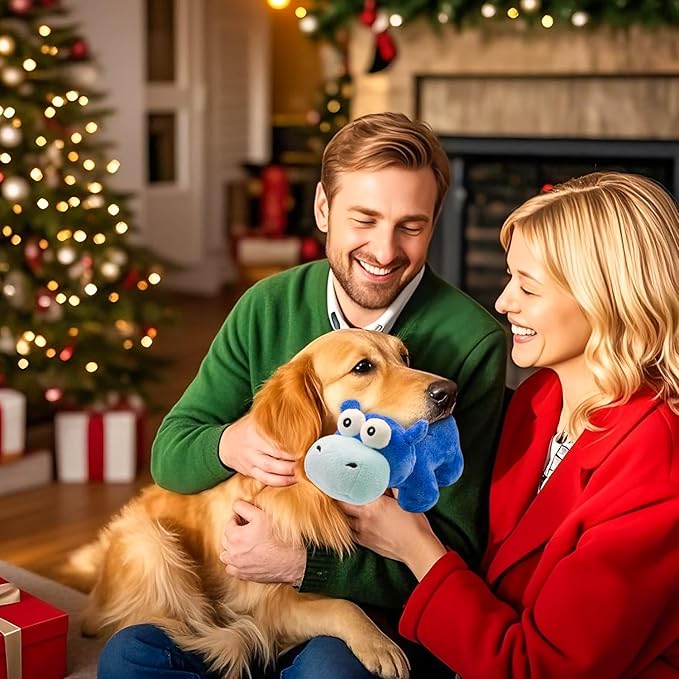 Squeaky Dog Toy Cute Plush Dog Toys Safe Puppy Teething Chewing for Small, Medium, and Large Breed Stuffed Hours of Fun 𝐂𝐮𝐝𝐝𝐥𝐞 𝐁𝐮𝐝𝐝𝐲 𝐟𝐨𝐫 pups-Hippo